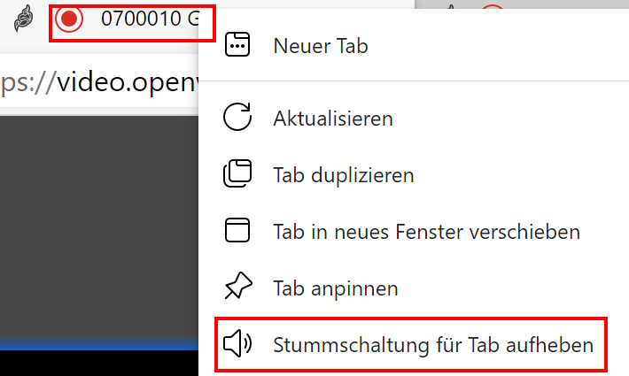Stummschaltung aufheben